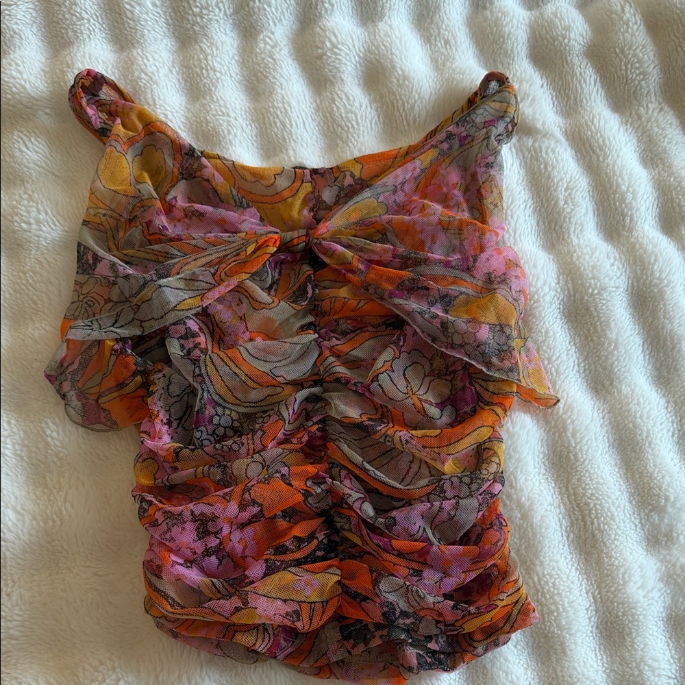 Free People Floral Ruched Top